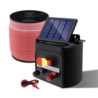 Giantz Fence Energiser 5KM Solar Powered Electric 1200M Poly Tape Pet Care Kings Warehouse 