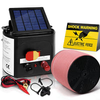 Giantz Fence Energiser 5KM Solar Powered Electric 1200M Poly Tape Pet Care Kings Warehouse 