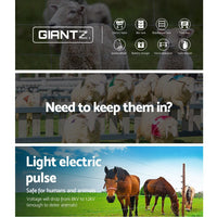 Giantz Fence Energiser 5KM Solar Powered Electric 2KM Poly Wire Pet Care Kings Warehouse 