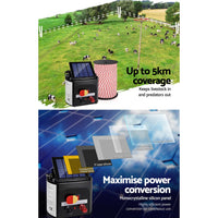 Giantz Fence Energiser 5KM Solar Powered Electric 500M Poly Rope Pet Care Kings Warehouse 