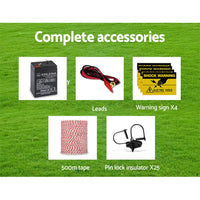 Giantz Fence Energiser 5KM Solar Powered Electric 500M Poly Wire Insulator Pet Care Kings Warehouse 