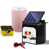 Giantz Fence Energiser 8KM Solar Powered Electric 2KM Poly Wire Pet Care Kings Warehouse 