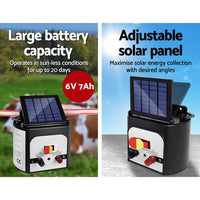 Giantz Fence Energiser 8KM Solar Powered Electric 400M Poly Tape Insulator Pet Care Kings Warehouse 