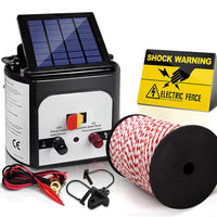 Giantz Fence Energiser 8KM Solar Powered Electric 500M Poly Rope Pet Care Kings Warehouse 