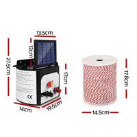 Giantz Fence Energiser 8KM Solar Powered Electric 500M Poly Wire Insulator Pet Care Kings Warehouse 