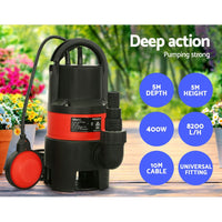 Giantz Garden Submersible Pump 400W Dirty Water Bore Tank Well�Steel Sewerage Tools Kings Warehouse 