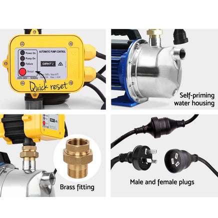 Giantz Garden Water Pump Jet High Pressure Controller Stage Irrigation 4600L/H Tools Kings Warehouse 