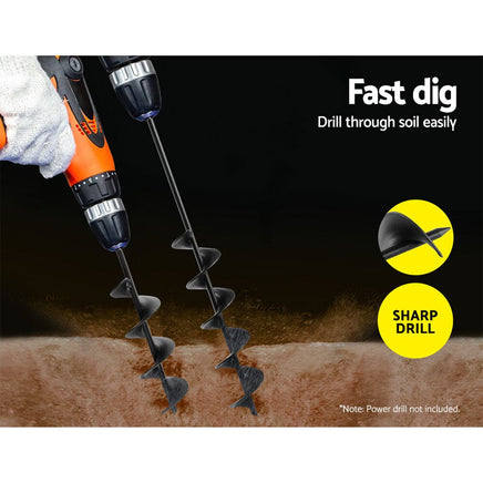 Giantz Power Garden Spiral Auger Hole Digger Earth Drill Bit Φ75x300 & 600mm Tools Kings Warehouse 