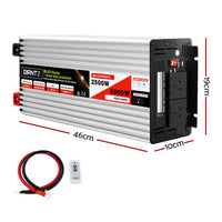 Giantz Power Inverter 12V to 240V 2500W/5000W Pure Sine Wave Camping Car Boat Outdoor Recreation Kings Warehouse 