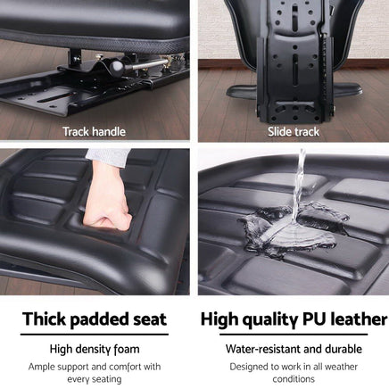 Giantz Tractor Seat Forklift Excavator Truck Universal Replacement PU Chair Auto Accessories Kings Warehouse 
