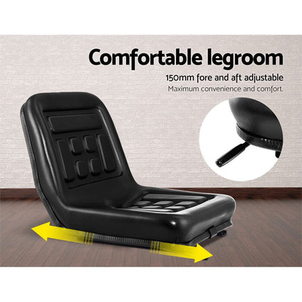 Giantz Tractor Seat Forklift Excavator Universal Suspension Truck Chair PU Leather Auto Accessories Kings Warehouse 