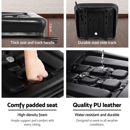 Giantz Tractor Seat Forklift Excavator Universal Suspension Truck Chair PU Leather Auto Accessories Kings Warehouse 