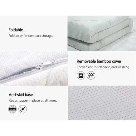 Giselle Bedding Cool Gel Memory Foam Mattress Topper w/Bamboo Cover 10cm - Queen Bedroom Makeover Kings Warehouse 