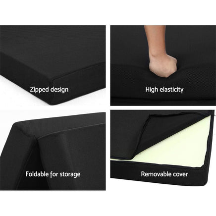 Giselle Bedding Foldable Mattress Folding Foam Bed Mat Black Furniture Kings Warehouse 