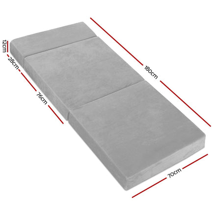 Giselle Bedding Foldable Mattress Folding Foam Bed Mat Light Grey Furniture Kings Warehouse 