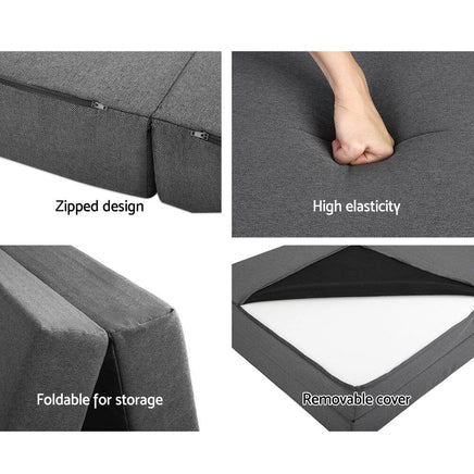 Giselle Bedding Foldable Mattress Folding Foam Bed Single Grey Furniture Kings Warehouse 