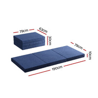 Giselle Bedding Foldable Mattress Folding Foam Single Blue Furniture Kings Warehouse 