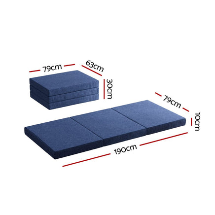 Giselle Bedding Foldable Mattress Folding Foam Single Blue Furniture Kings Warehouse 