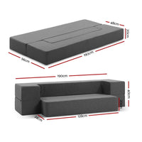 Giselle Bedding Foldable Mattress Folding Foam Sofa Bed Chair Grey Furniture Kings Warehouse 