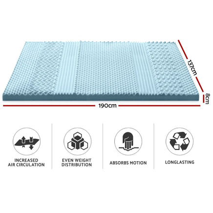 Giselle Bedding Memory Foam Mattress Topper 7-Zone 8cm Double Furniture Kings Warehouse 