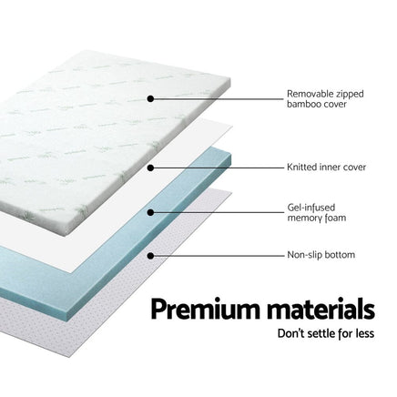 Giselle Bedding Memory Foam Mattress Topper Cool Gel 5cm Queen Furniture Kings Warehouse 