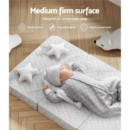 Giselle Foldable Mattress Portacot Foam Mattresses Travel Cot Baby Bamboo Cover Kings Warehouse 