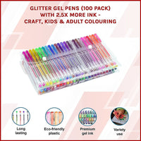 Glitter Gel Pens (100 pack) with 2.5X More Ink - Craft, Kids & Adult Colouring Home & Garden Kings Warehouse 