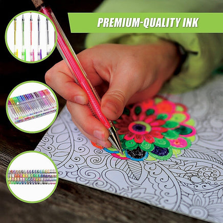 Glitter Gel Pens (100 pack) with 2.5X More Ink - Craft, Kids & Adult Colouring Home & Garden Kings Warehouse 