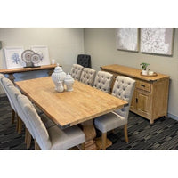 Gloriosa Dining Table 180cm 6 Pax Pedestal Solid Mango Timber Wood - Honey Wash dining Kings Warehouse 