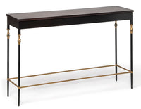 Gold Black Wooden Slim Hallway Console Table with Finial Legs Kings Warehouse 