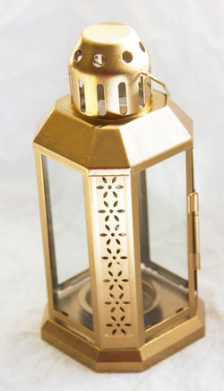 Gold Metal Miners Lantern Summer Xmas Wedding Home Party Room Balconey Deck Decoration 21cm Tealight Candle Kings Warehouse 