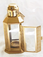 Gold Metal Miners Lantern Summer Xmas Wedding Home Party Room Balconey Deck Decoration 21cm Tealight Candle Kings Warehouse 