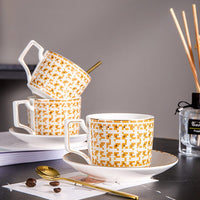 Gold Mosaic Porcelain Bone China Coffee Cup Saucer Sets Tea Cup Sets For Home Office Gift Kings Warehouse 