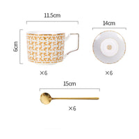 Gold Mosaic Porcelain Bone China Coffee Cup Saucer Sets Tea Cup Sets For Home Office Gift Kings Warehouse 