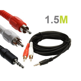 Gold plated 1.5m 3.5mm Male to 2RCA 2 RCA Female Connector Audio Cable Kings Warehouse 