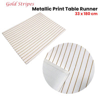 Gold Stripes Cotton Metallic Print Table Runner 33 x 180 cm Home & Garden Kings Warehouse 