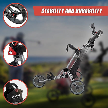 Golf Club Buggy Trolley Cart Compact Foldable 3 Wheel Gift & Novelty Kings Warehouse 
