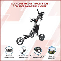 Golf Club Buggy Trolley Cart Compact Foldable 3 Wheel Gift & Novelty Kings Warehouse 