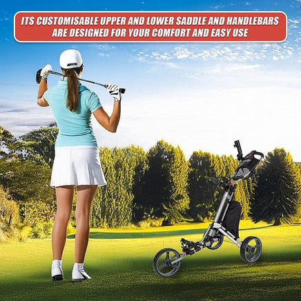 Golf Club Buggy Trolley Cart Compact Foldable 3 Wheel Gift & Novelty Kings Warehouse 