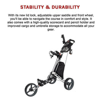Golf Club Buggy Trolley Cart Compact Foldable 3 Wheel Gift & Novelty Kings Warehouse 
