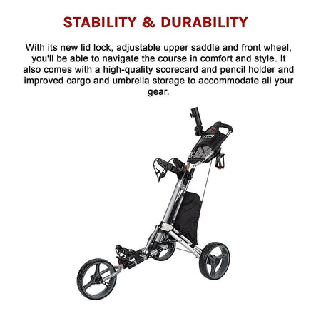 Golf Club Buggy Trolley Cart Compact Foldable 3 Wheel Gift & Novelty Kings Warehouse 