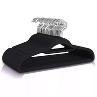 GOMINIMO 30 Pack of Non-Slip Velvet Suit Hangers with Tie Organisers (Black) GO-VH-100-SH