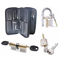 GOMINIMO 34 Pcs Lock Picking Kit with 3 Transparent Practice Training Padlocks 6 Keys and a Carrying Bag (Black) GO-LPK-100-RYT Kings Warehouse 