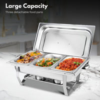 GOMINIMO 9L Chafing Dish Multifunctional Stainless Steel Food Buffet Warmer Pan (3x3L Triple Trays) Kings Warehouse 