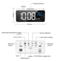 GOMINIMO Digital Clock Mirrored White GO-CK-101-FKT Kings Warehouse 