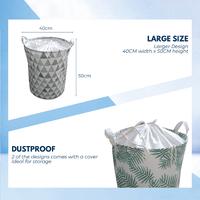 GOMINIMO Laundry Basket Round Foldable Grey Marble Kings Warehouse 