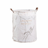 GOMINIMO Laundry Basket Round Foldable (White Grey Marble) HM-LB-101-YX Kings Warehouse 