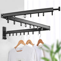 GOMINIMO Wall Mount Tri-fold Clothes Rack Black Kings Warehouse 