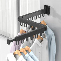 GOMINIMO Wall Mount Tri-fold Clothes Rack Black Kings Warehouse 