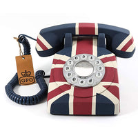 GPO 746 Retro Rotary Push Button Desk Home Phone Union Jack UK Kings Warehouse 